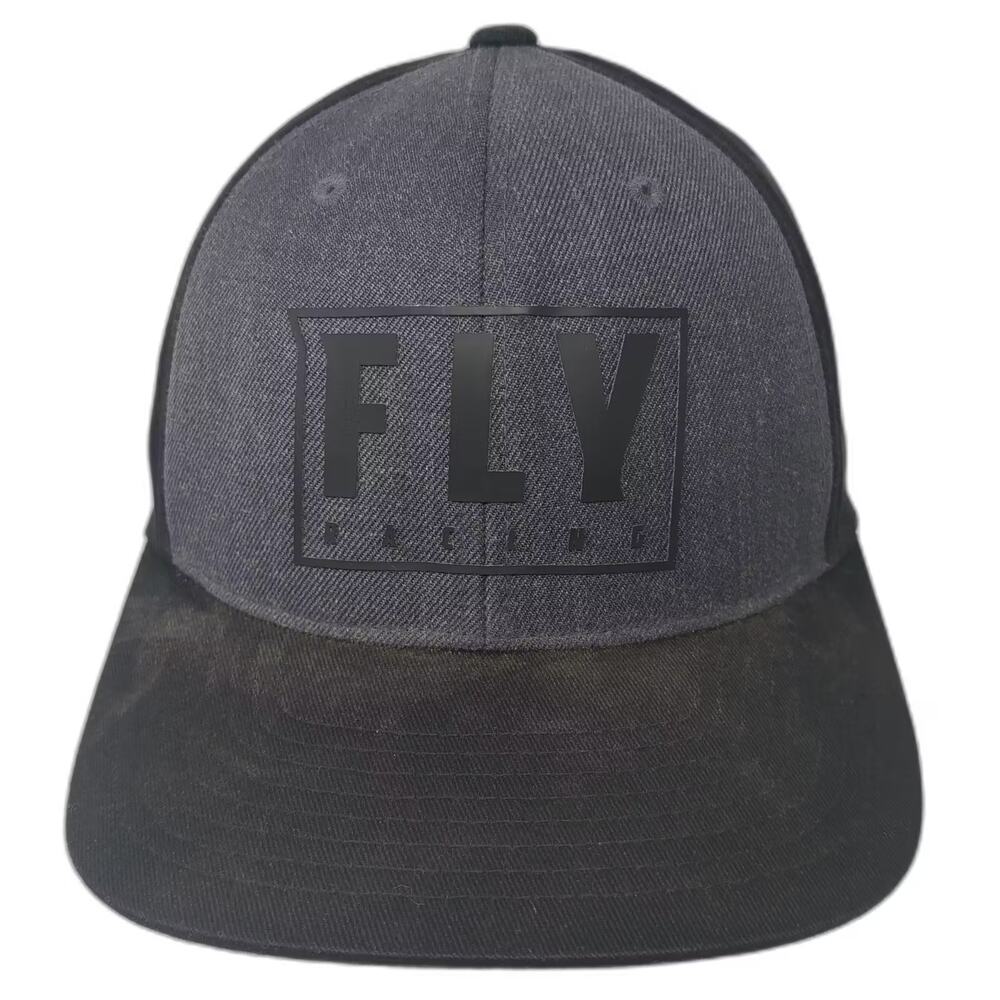 Fly Racing Snapback Hat Black Gray Rubber Logo OSFM Moto Racing Adjustable Cap